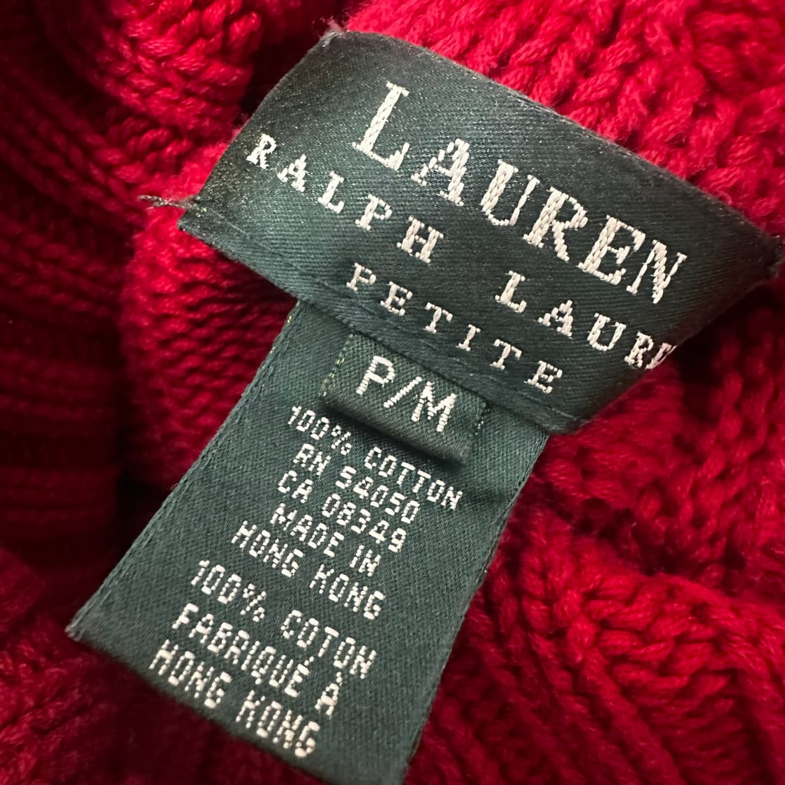 랄프로렌 여성 꽈배기 니트 레드 M 상품이미지7