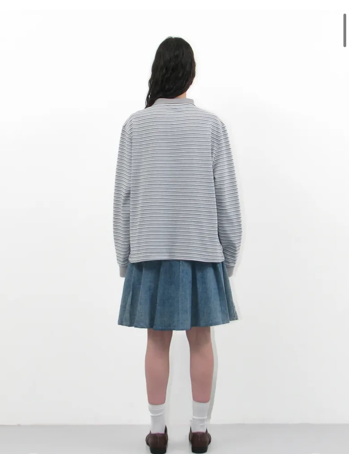 파르티멘토 우먼 스트라이프 롱슬리브 폴로 티 라이크그레이 상품이미지2