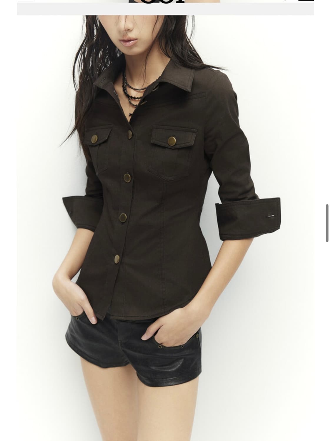 샵 코르 Low Pixel 브라운 백 프린트 슬림핏 셔츠 상품이미지2