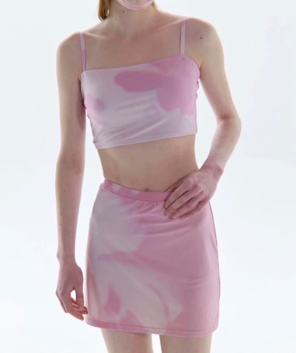 [S] 파이시스(piscess) 플라워 튜브탑 스커트 수영복 세트 핑크 상품이미지2