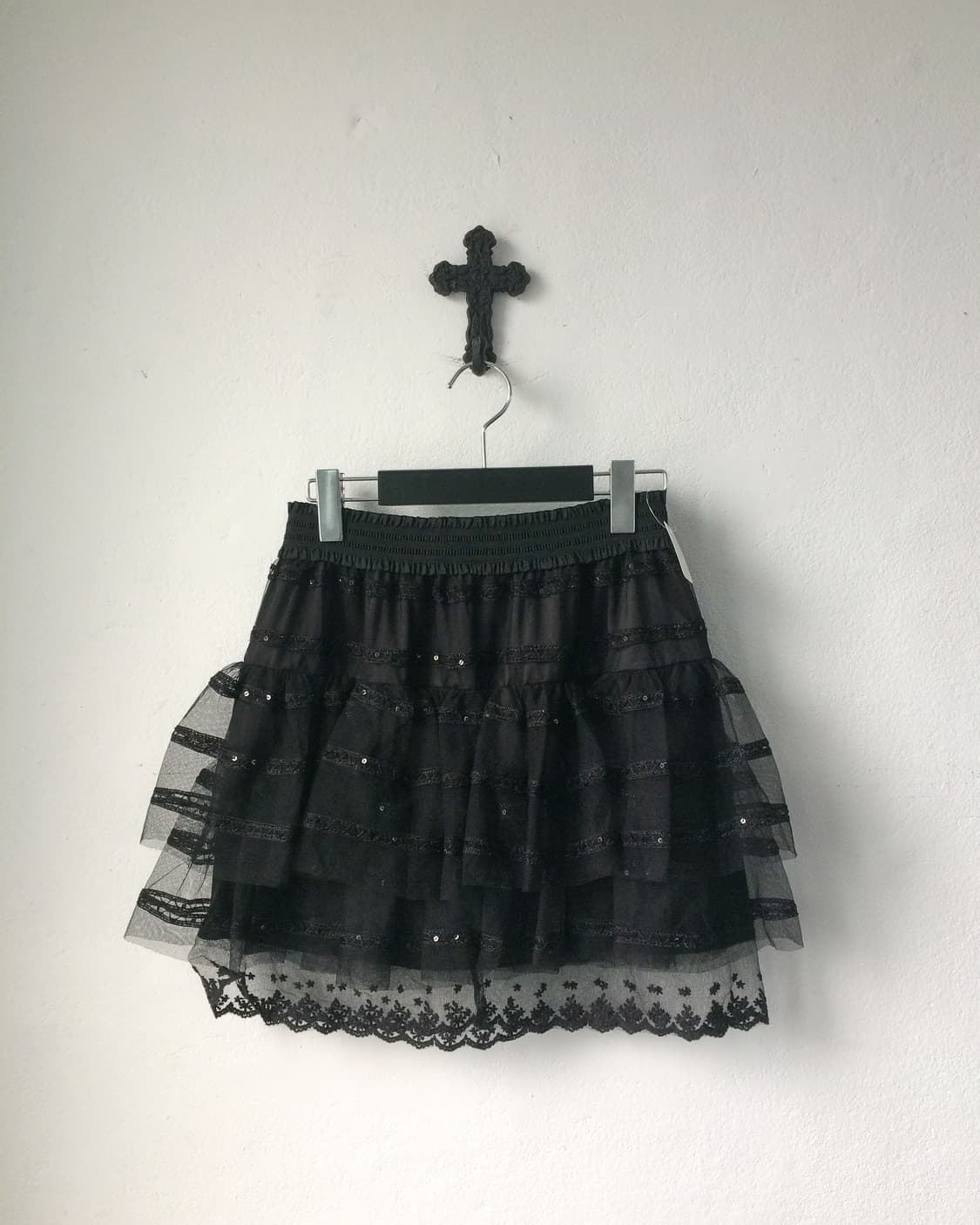 Beads point lace layer mini skirt 상품이미지1
