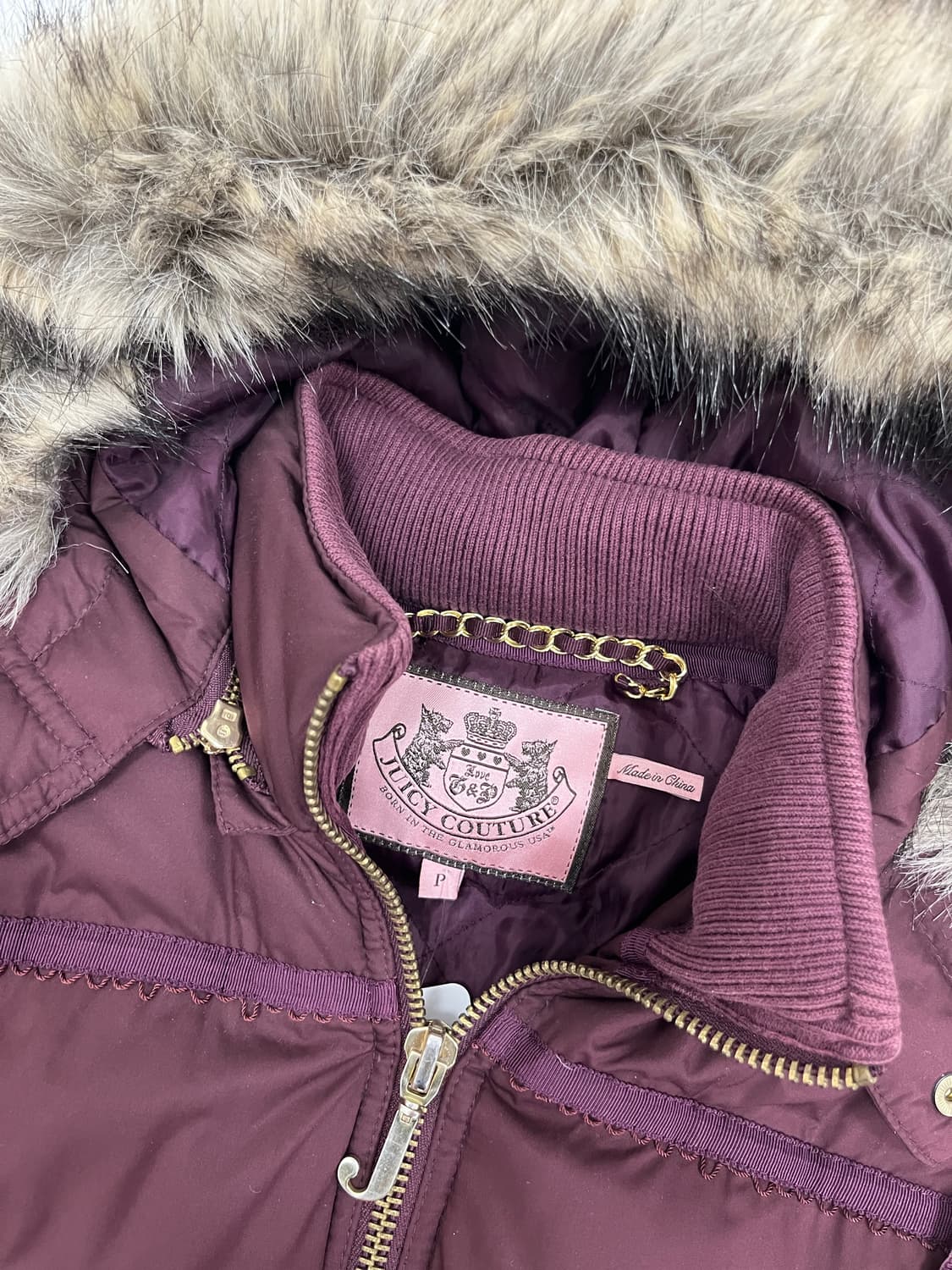 Juicy Couture 갸루깔 버건디 울프죠 패딩  상품이미지9