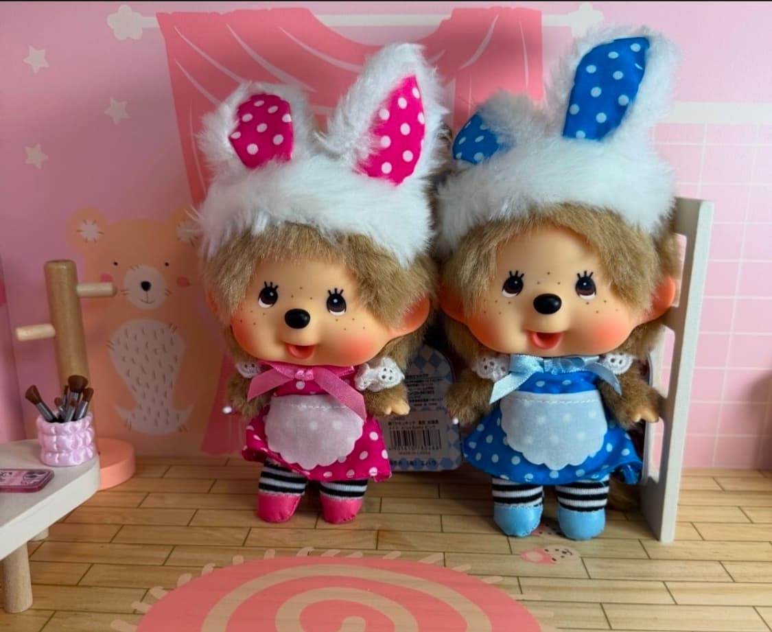 고전 토끼 몬치치 핑크,블루 2종세트 상품이미지1