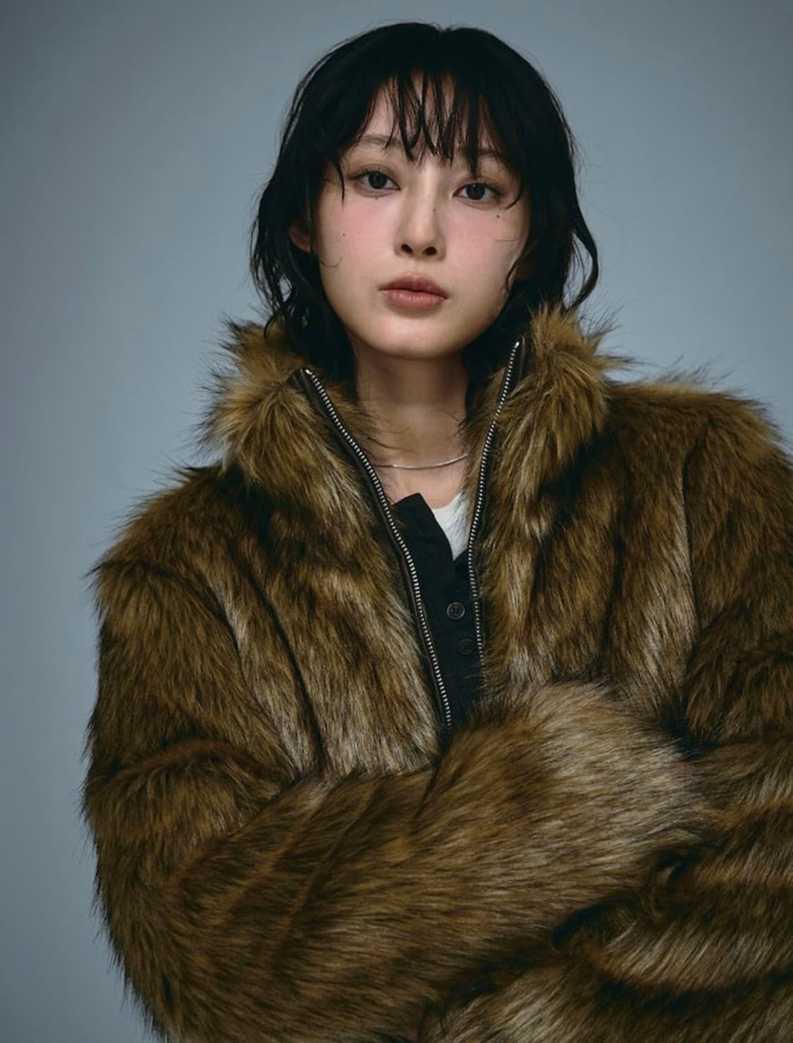 에잇세컨즈 와일드 블루종  옐로이시 브라운 퍼자켓 165Y3VAY1B 상품이미지1