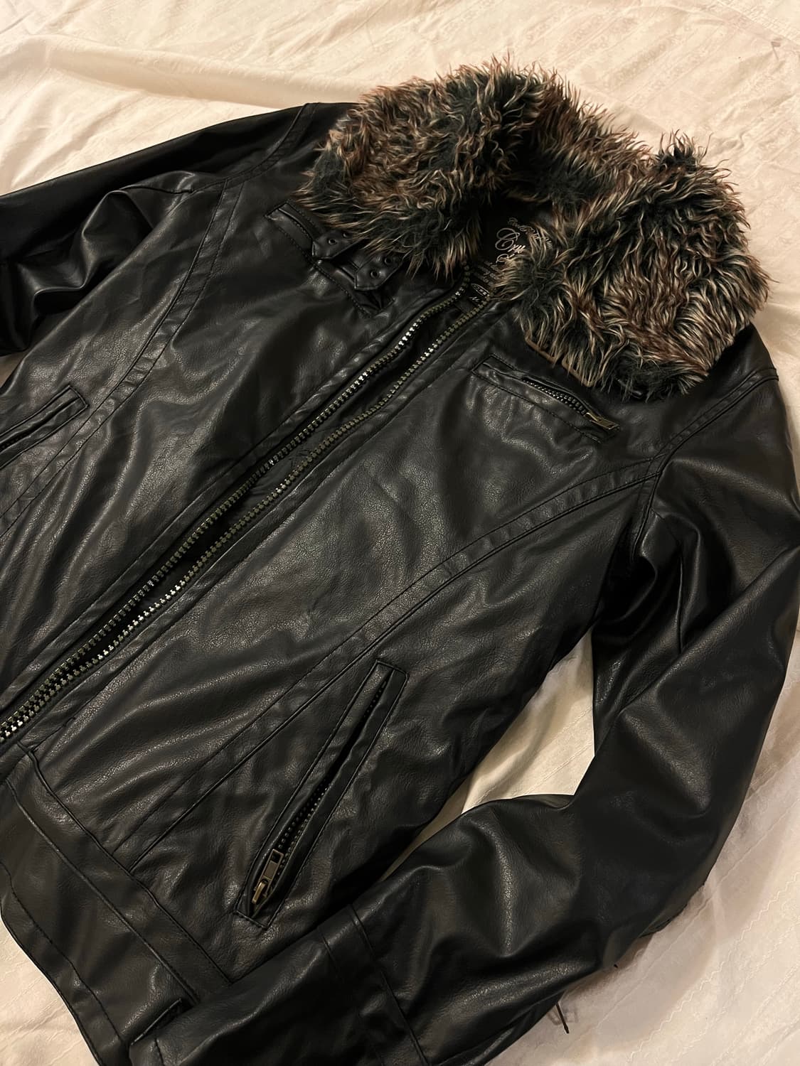 V-kei red fur leather jacket 상품이미지2