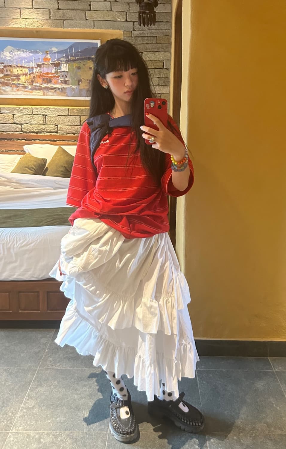 슈프림 엄브로 스트라이프 사커 저지 레드 상품이미지1