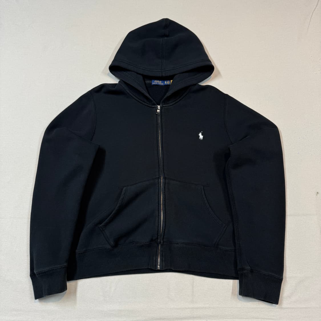 여XL) 폴로 랄프로렌 블랙 후드 집업 신형 큐알탭 상품이미지1