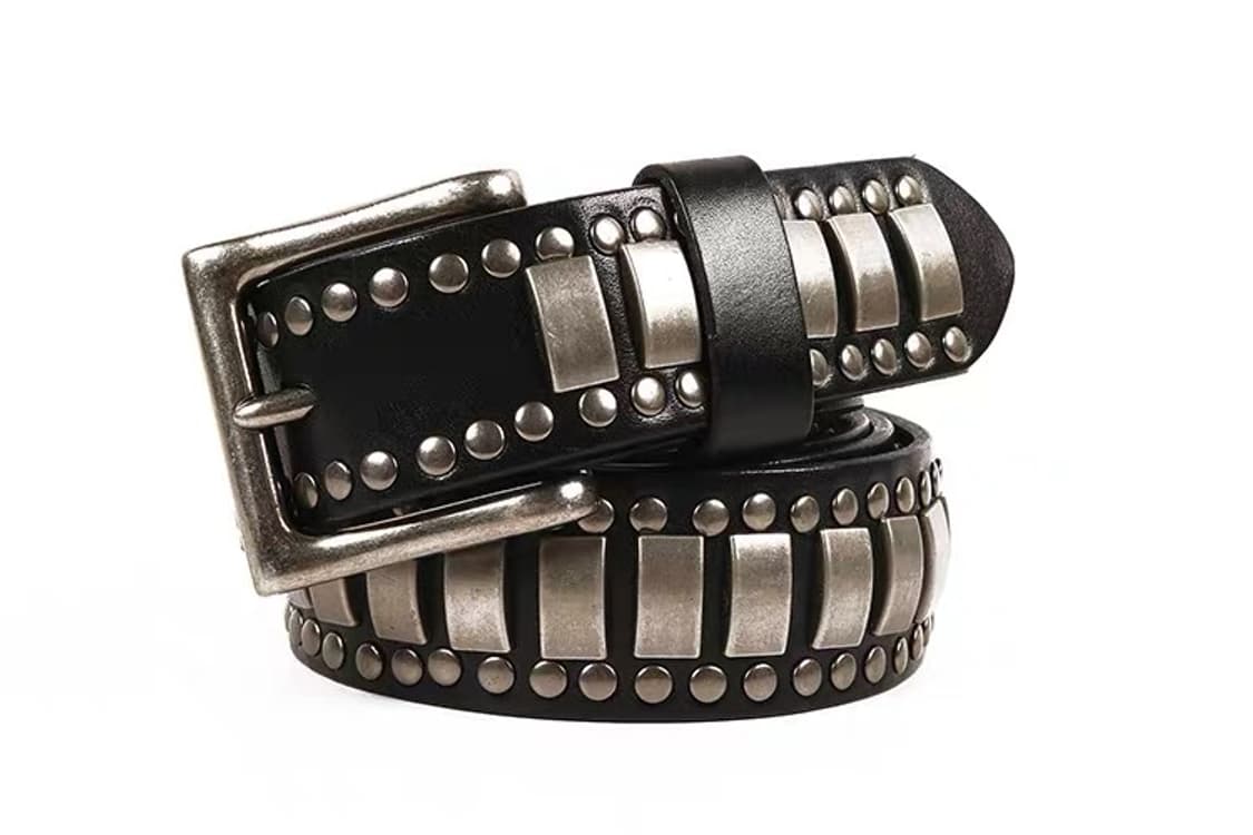 Vintage Plate Black Stud Belt 상품이미지2