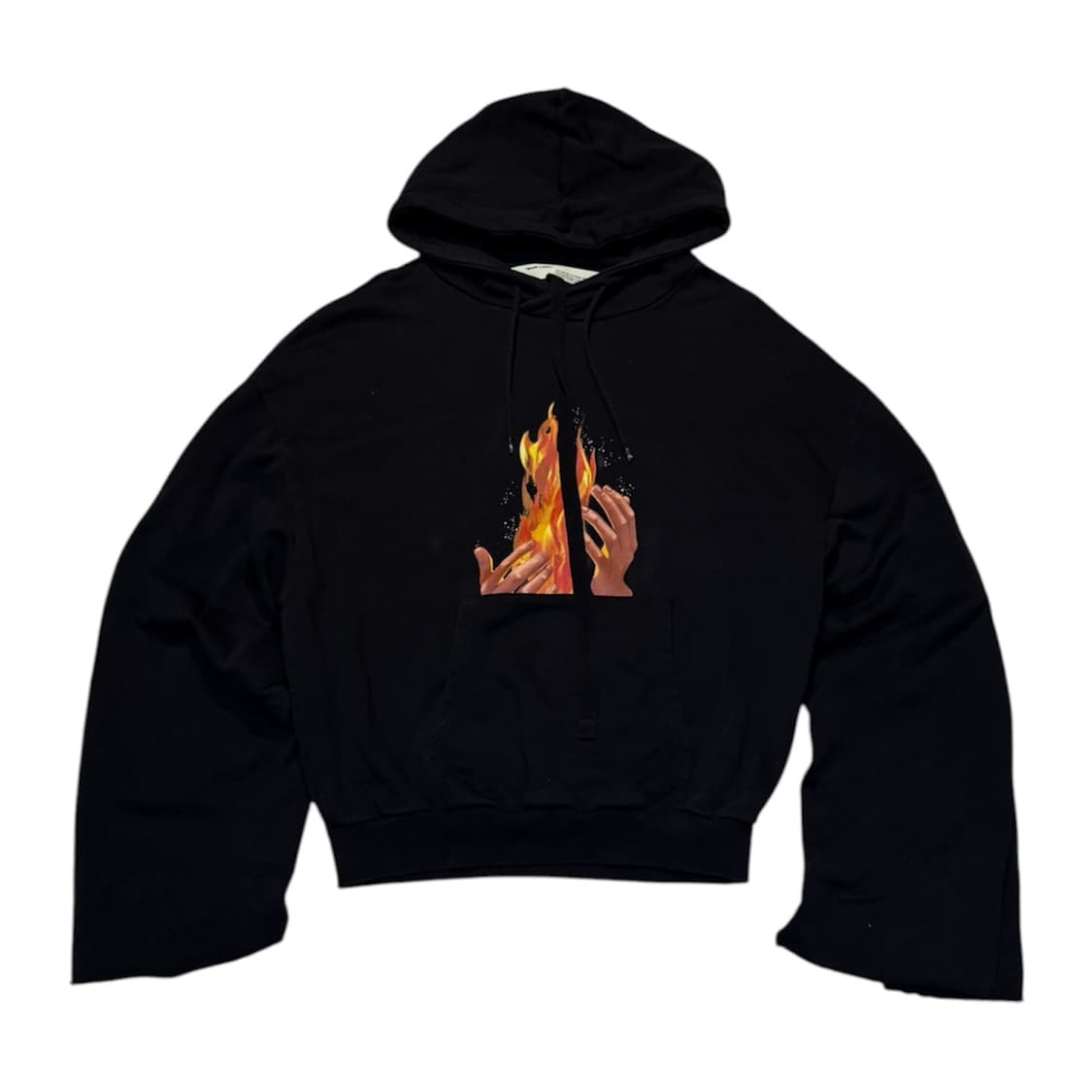 오프화이트 18ss 디아고날 플레임 절개 후드티 블랙 상품이미지2