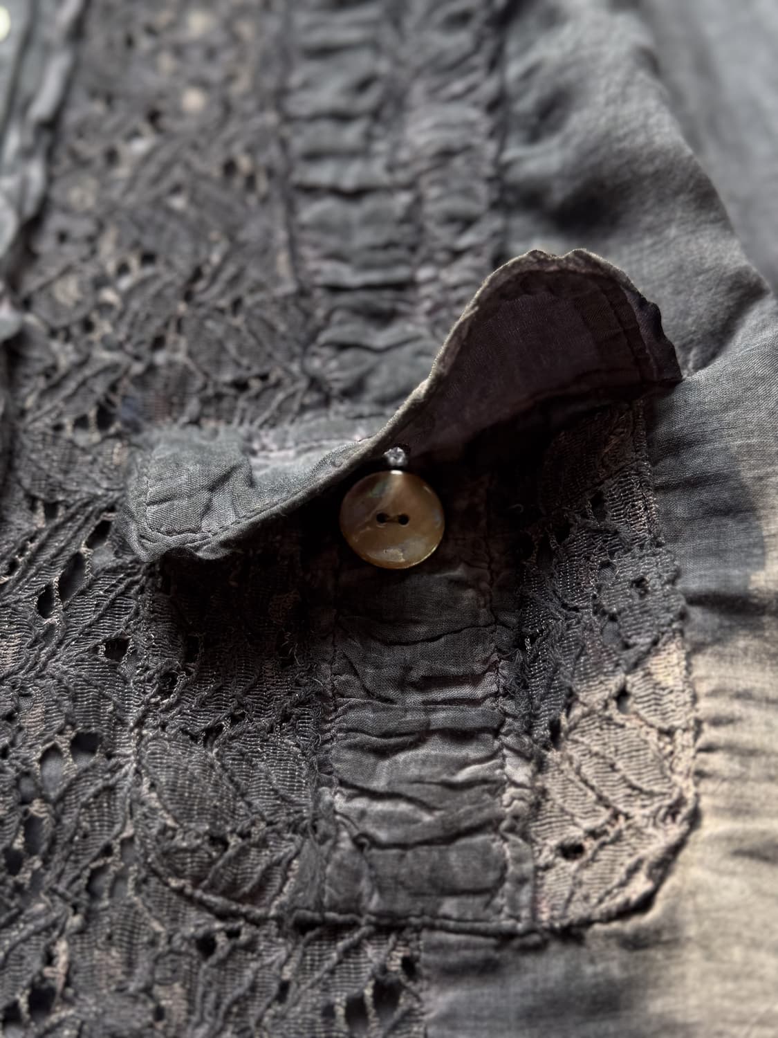 Linen Shirred Lace Punching Blouse 0309 상품이미지6