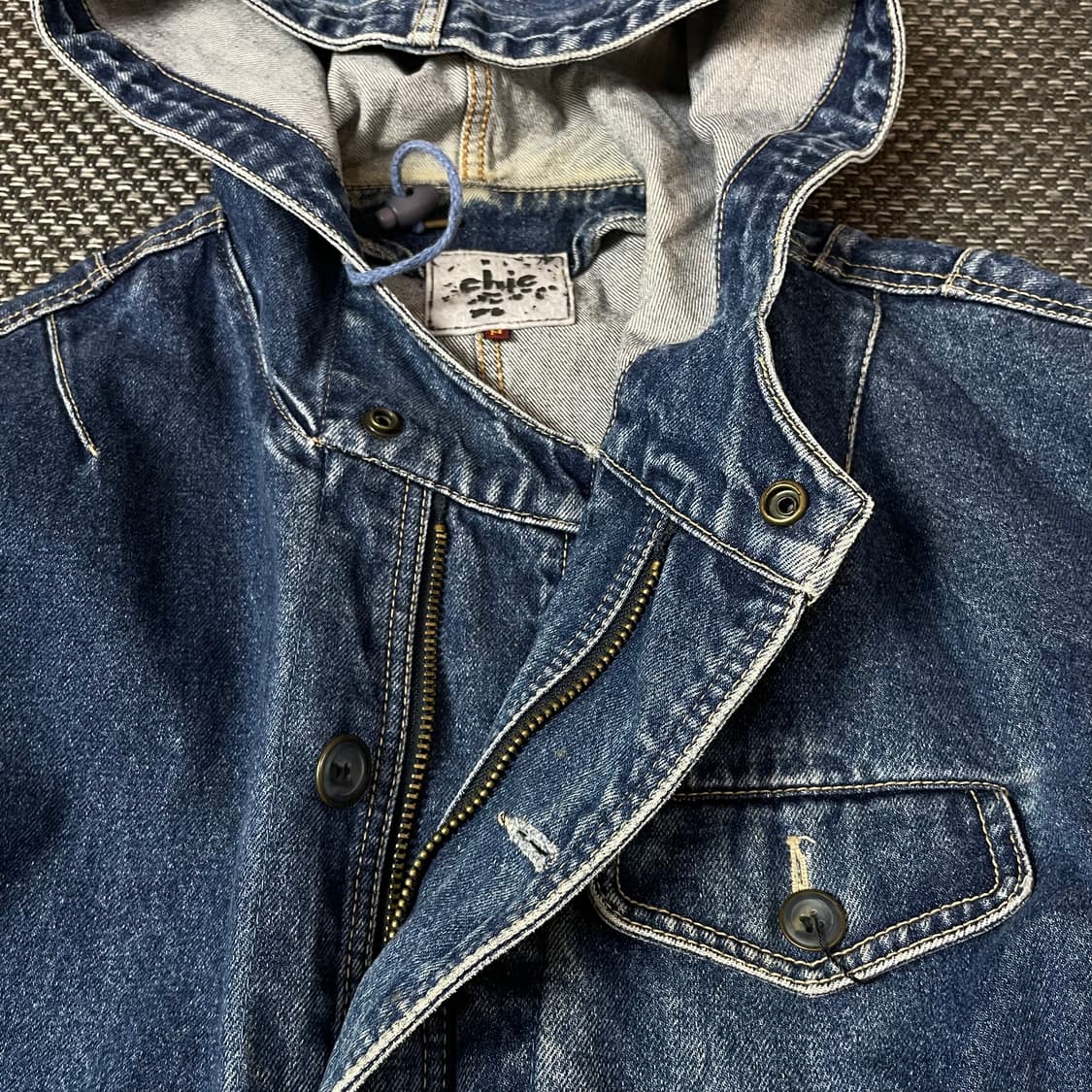 CHIC 데님 후드 멀티포켓 롱 자켓 M 상품이미지5