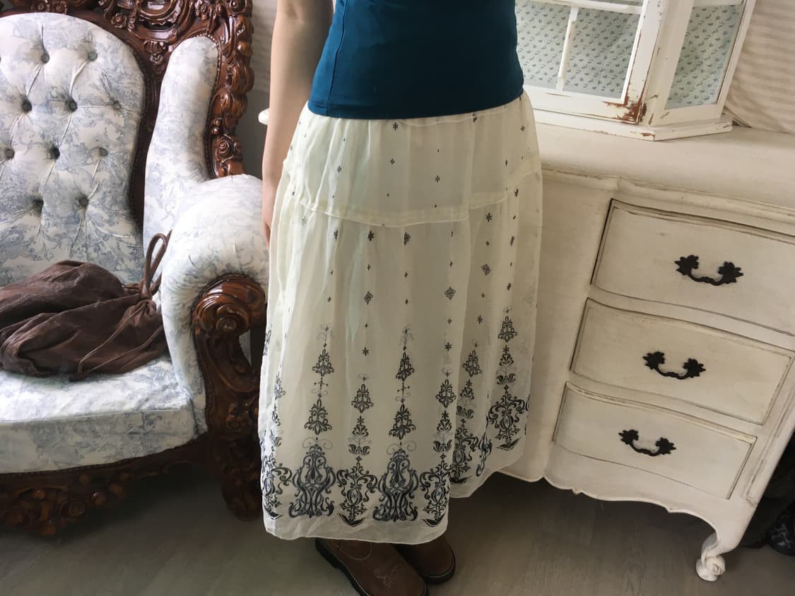 vintage ivory antique long skirt 상품이미지4
