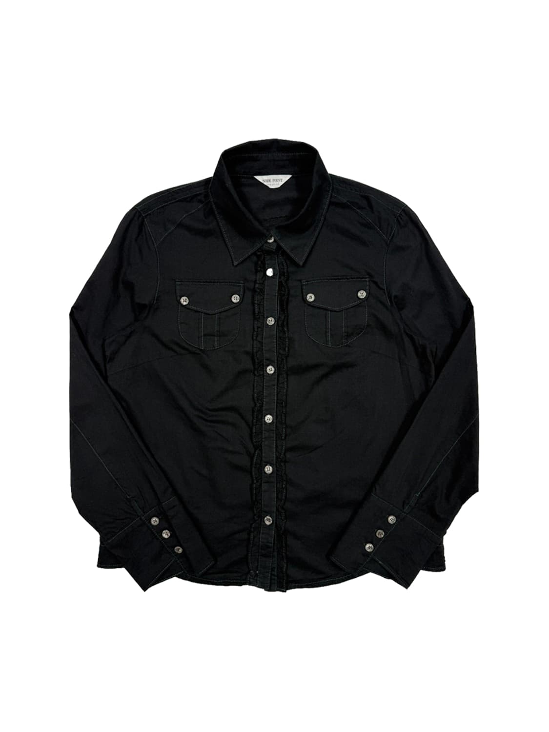 빈티지 블랙 라인 프릴 포켓 셔츠 상품이미지1