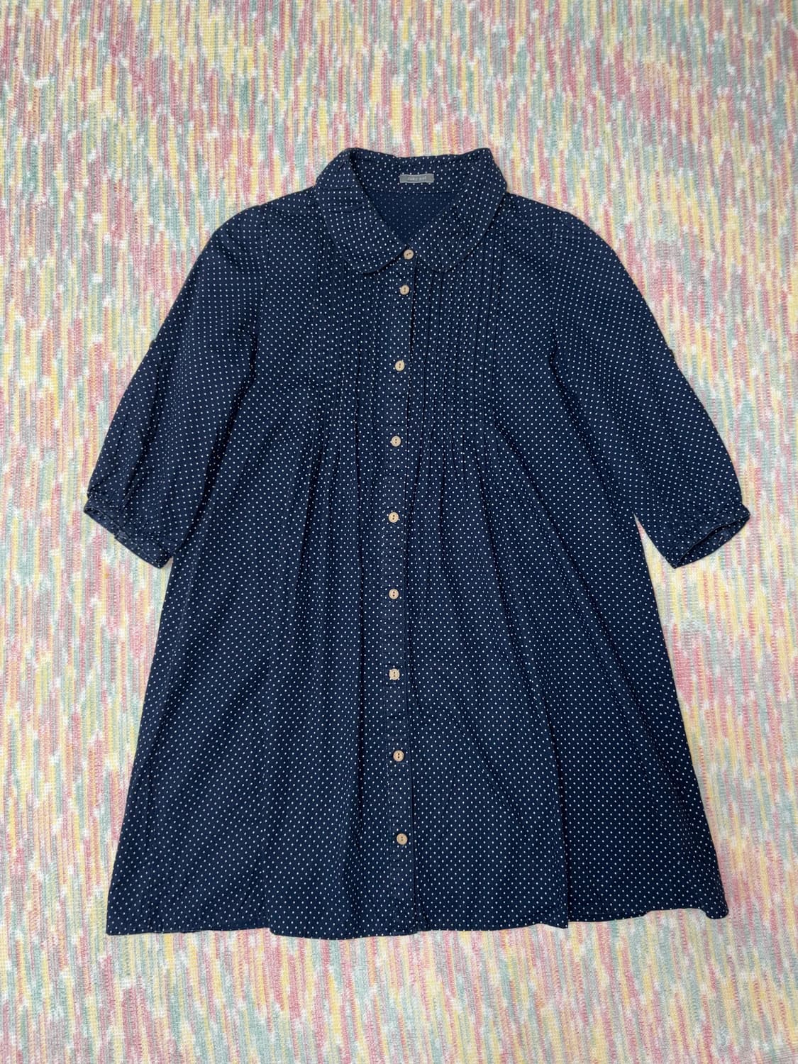 네이비 도트 7부 원피스  상품이미지5