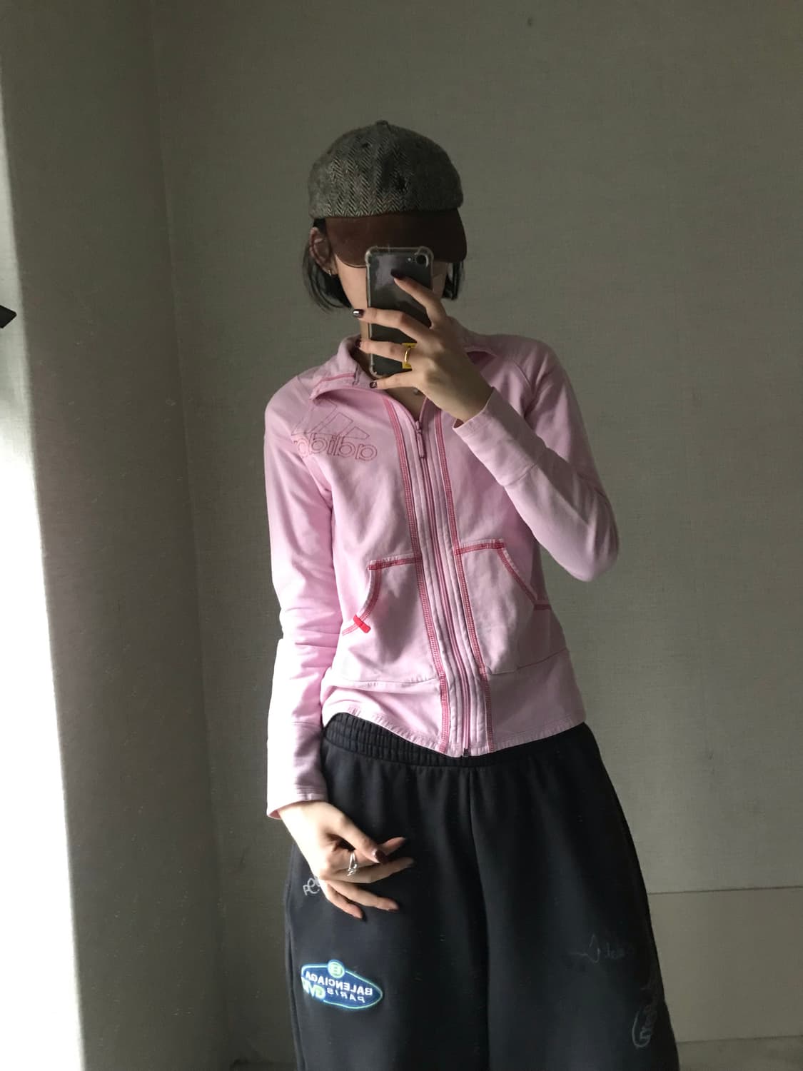 아디다스 연핑크 빅로고 면집업 상품이미지2
