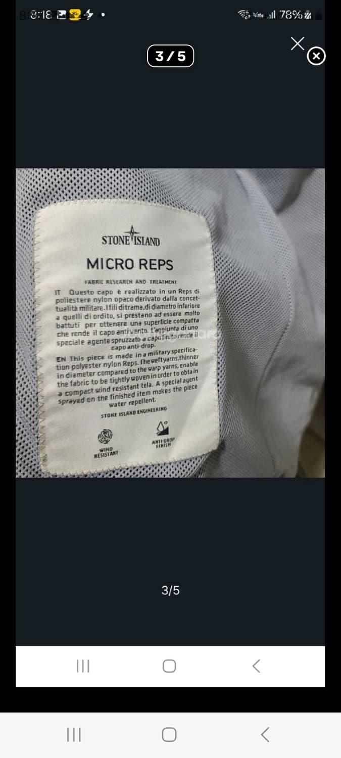 스톤아일랜드 마이크로랩스자켓.   M 상품이미지3