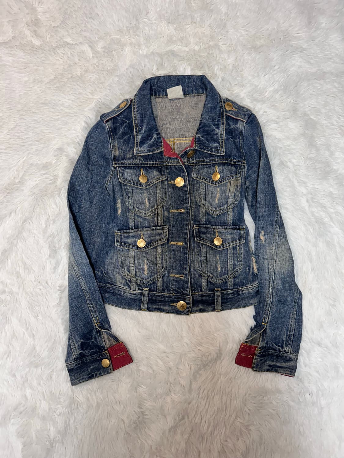 y2k gold button detailed denim jacket 상품이미지1