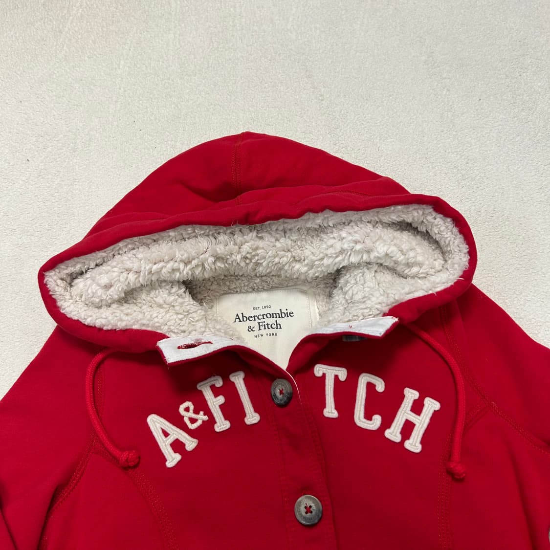 Abercrombie Red Fleece Hood Jacket 상품이미지5