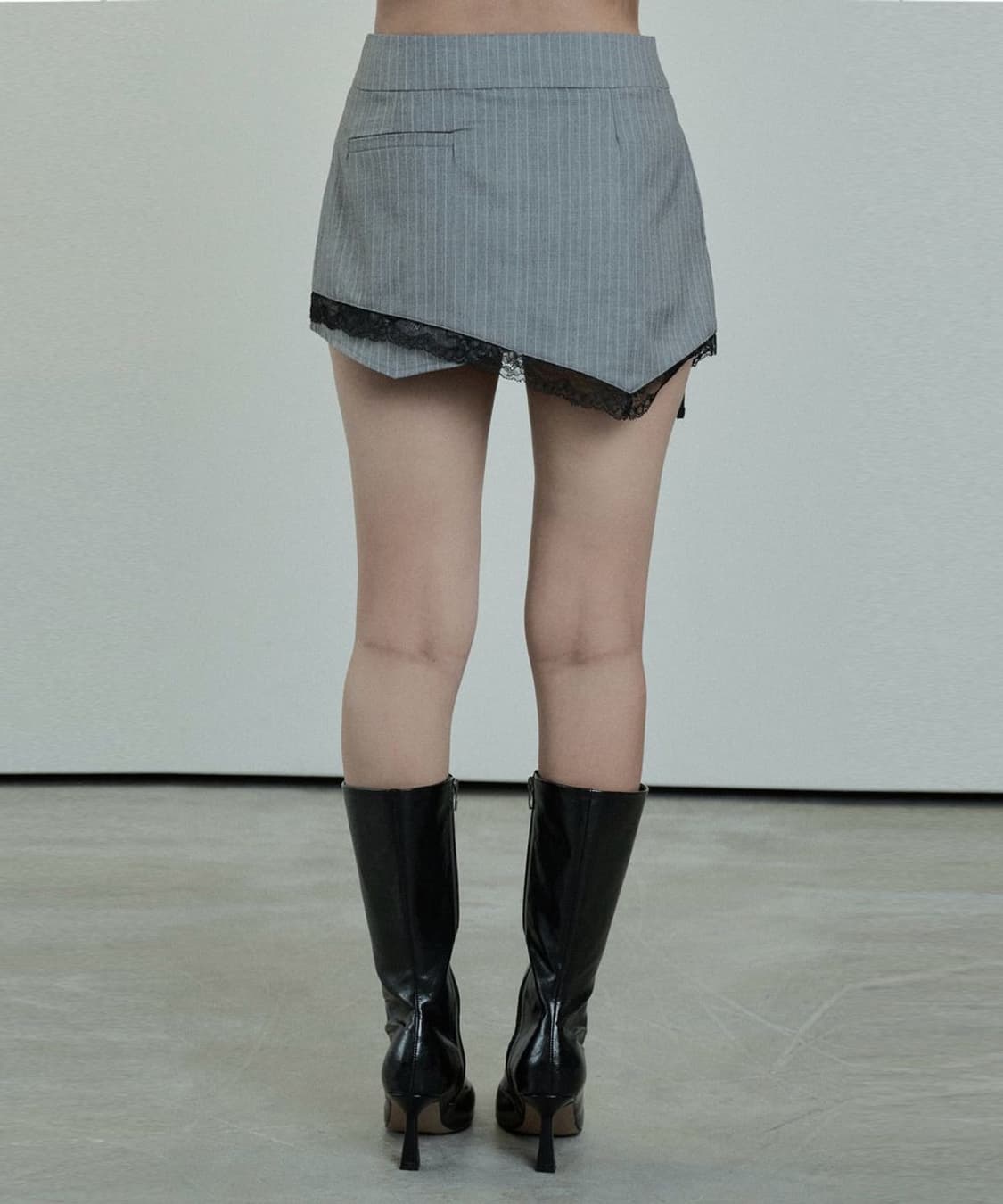 에트오소메 스트라이프 레이스 스커트 그레이 2 상품이미지3