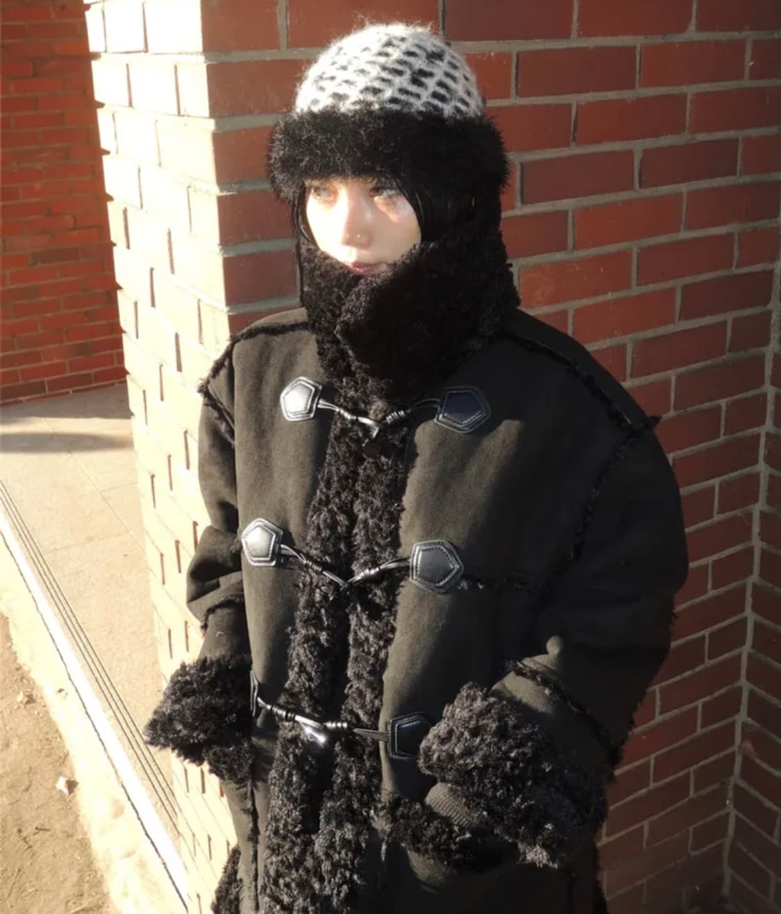 베이닝리버시블퍼무스탕자켓 에이블리블랙업모디무드카키포인트에트오소메 상품이미지3