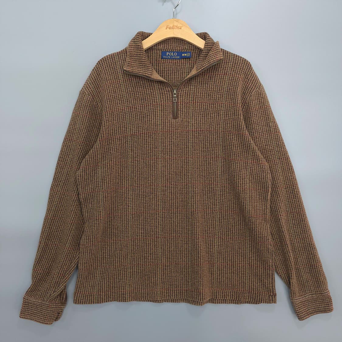 폴로 랄프로렌 브라운 체크 하프 집업 니트 상품이미지1