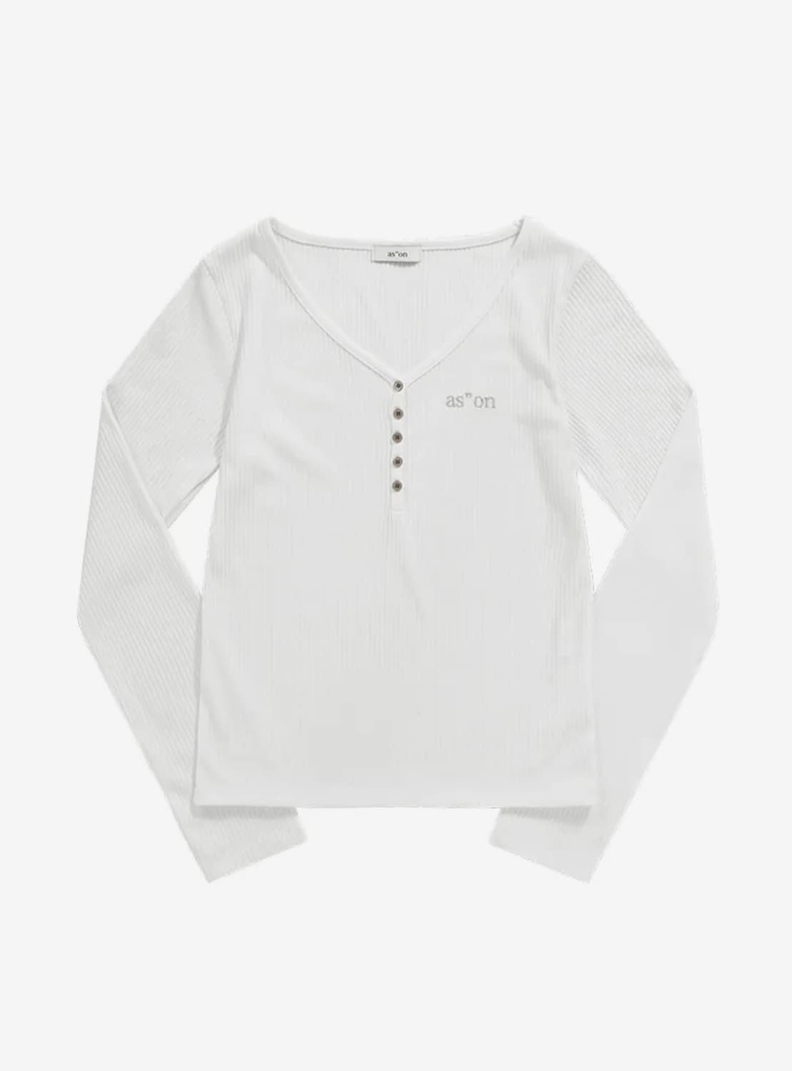 애즈온 WISH RIBBED BUTTON TEE / IVORY 상품이미지2