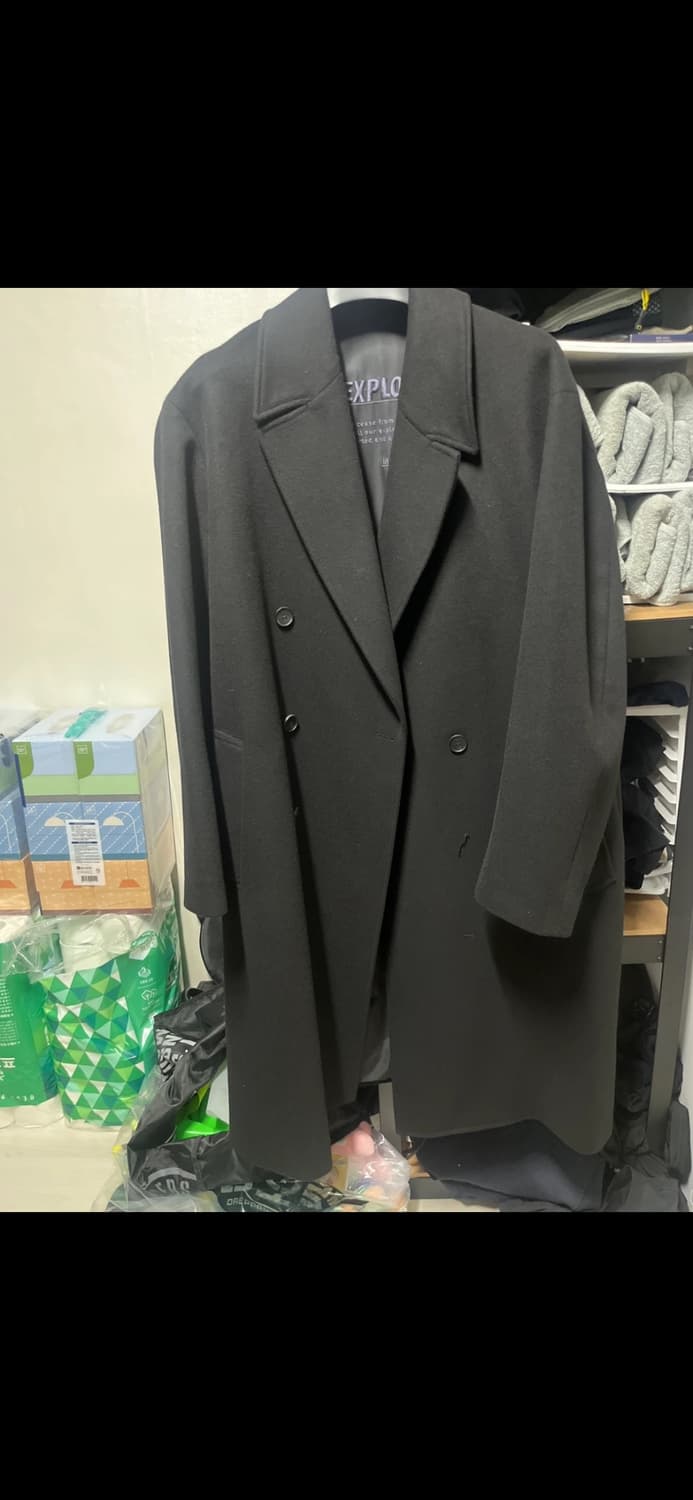 인사일런스 더블 블랙 롱코트 L 상품이미지1