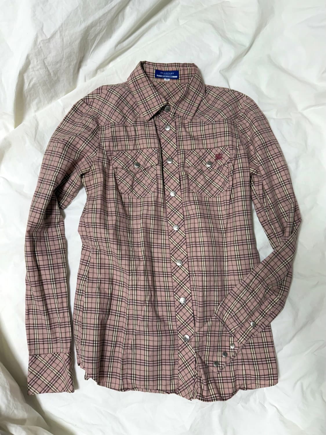 버버리 블루라벨 핑크 체크 셔츠 상품이미지2