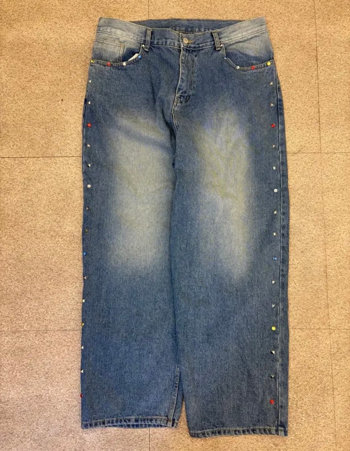 위캔더스 스터드 데님 와이드 팬츠 상품이미지1