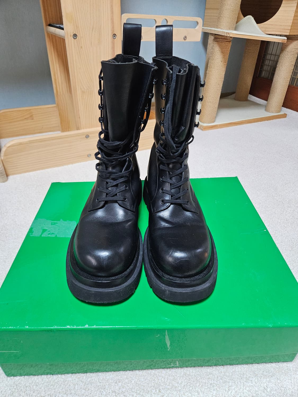 보테가 베네타 블랙 레이스업 부츠 46 상품이미지1