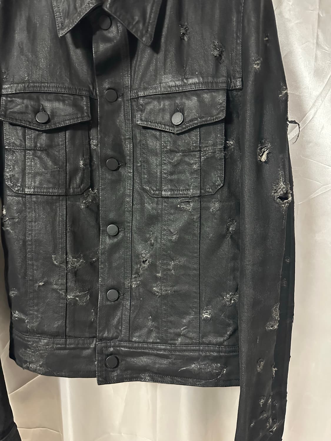 디올옴므 04 strip 디스트레스드 트러커 자켓 상품이미지4