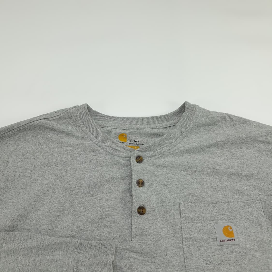 Co771 XL Tall 칼하트 그레이 포켓 헨리넥 긴팔 티셔츠 상품이미지3