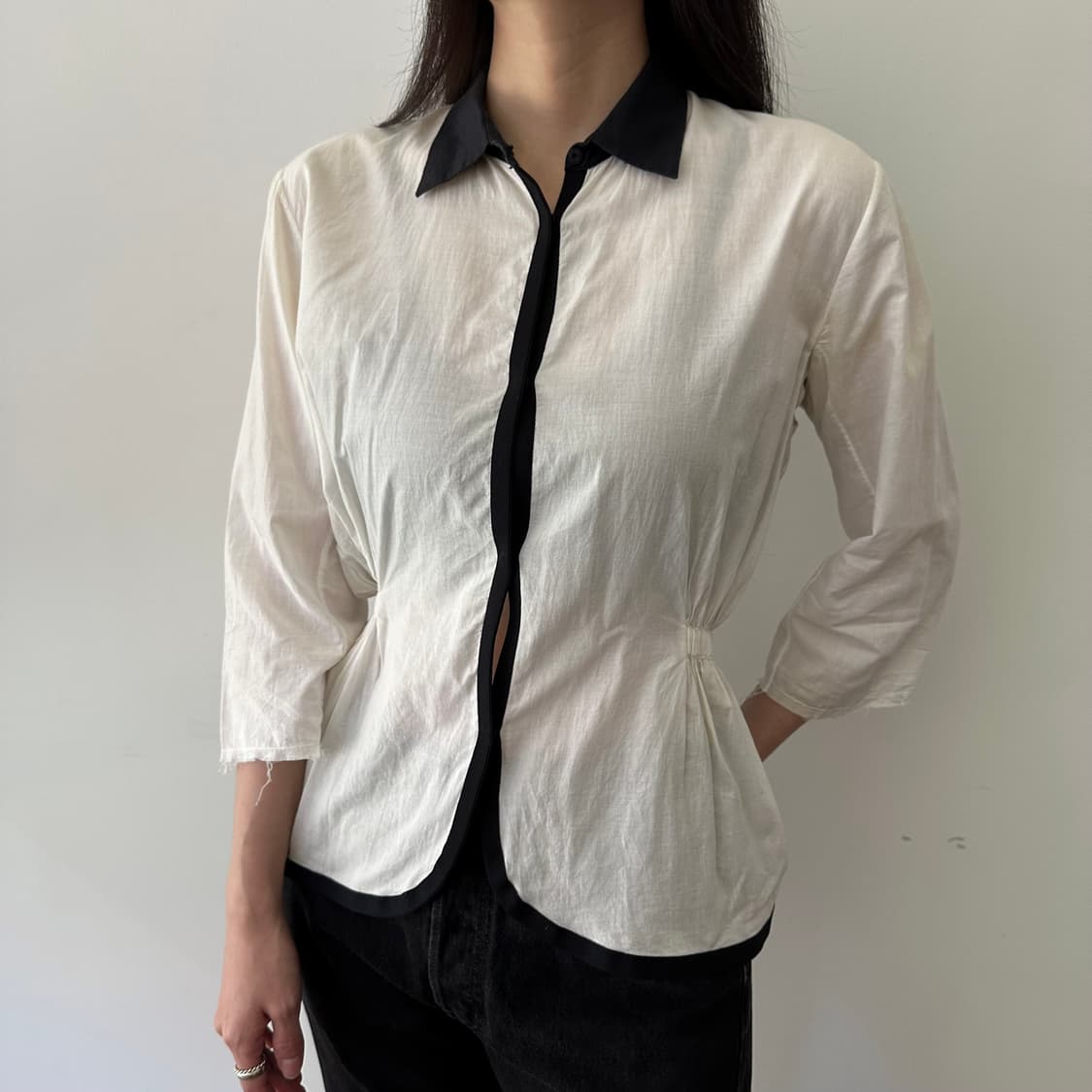 마르니 marni 투톤 칠부 셔츠 블라우스 상품이미지10