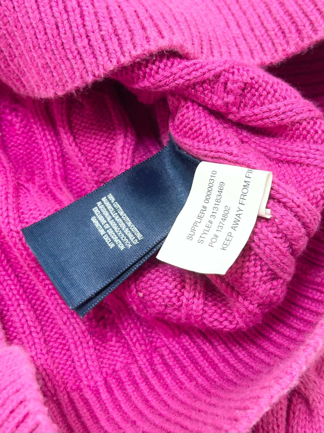 폴로 마젠타핑크 반버튼 케이블니트 상품이미지9