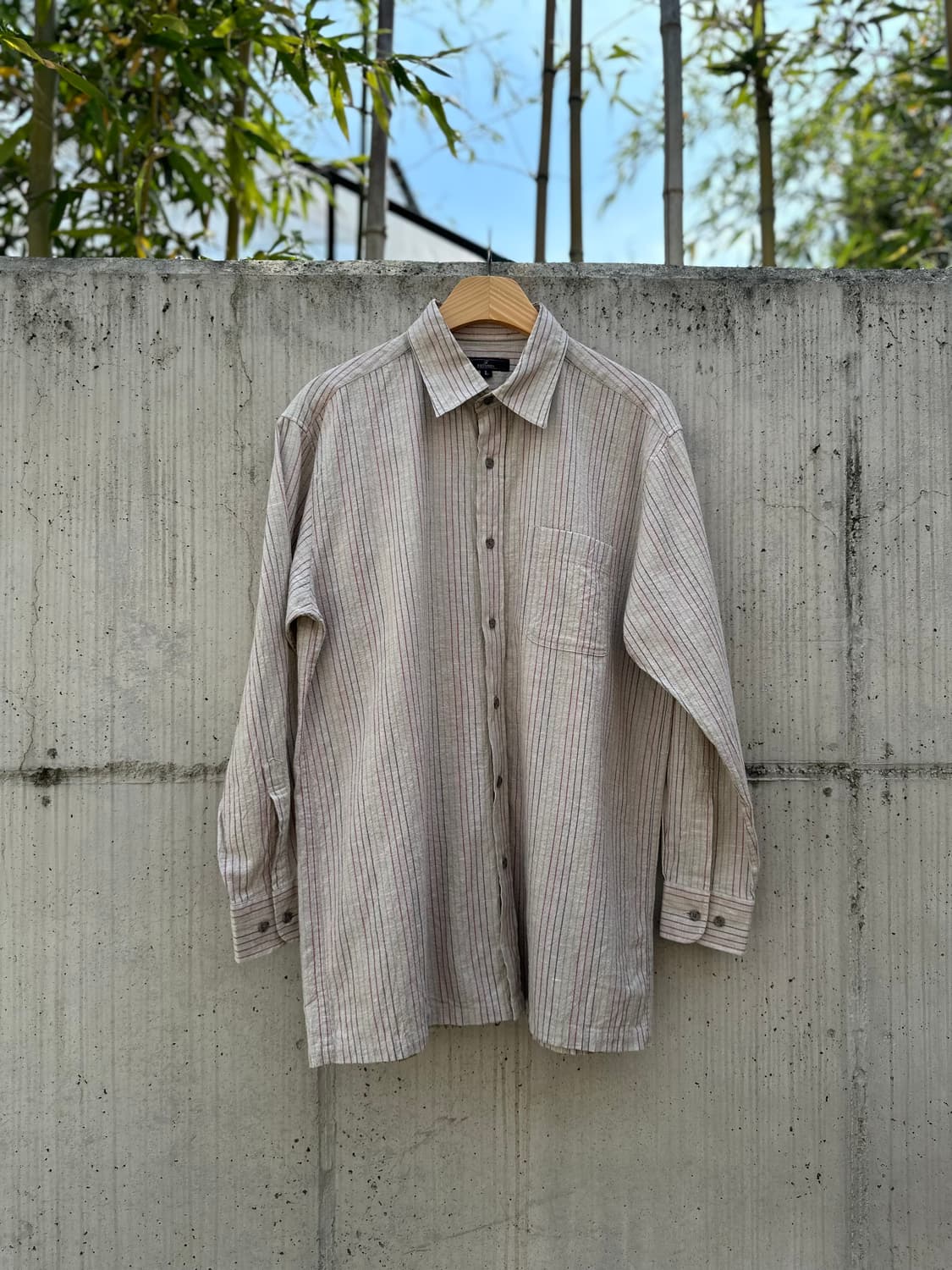 Japenese vintage 루즈핏 린넨 스트라이프 셔츠 상품이미지1