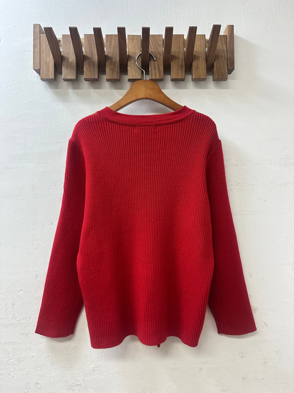 일본빈티지 울100% 페어아일 패턴 커버드 버튼 니트 가디건 상품이미지4