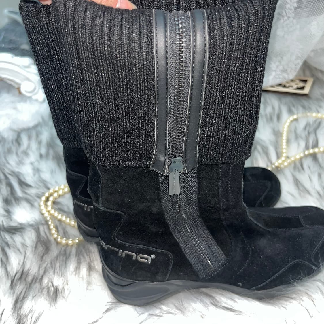 빈티지 블랙 스웨이드 복서 골지 부츠 상품이미지6