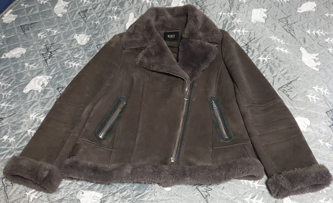 비지트인뉴욕 사선지퍼 스웨이드 무스탕 모카 (66) 상품이미지1