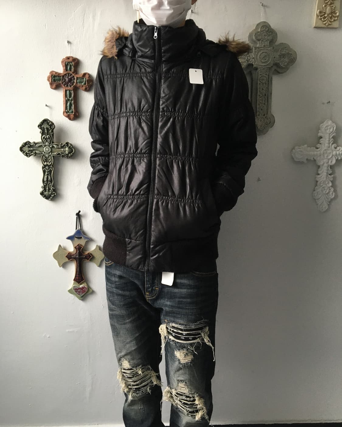 Fake fur hood padded jacket 상품이미지4