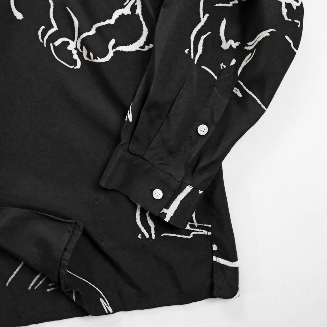 올드조 레이온 오픈칼라 드로잉셔츠 17.5사이즈 상품이미지6