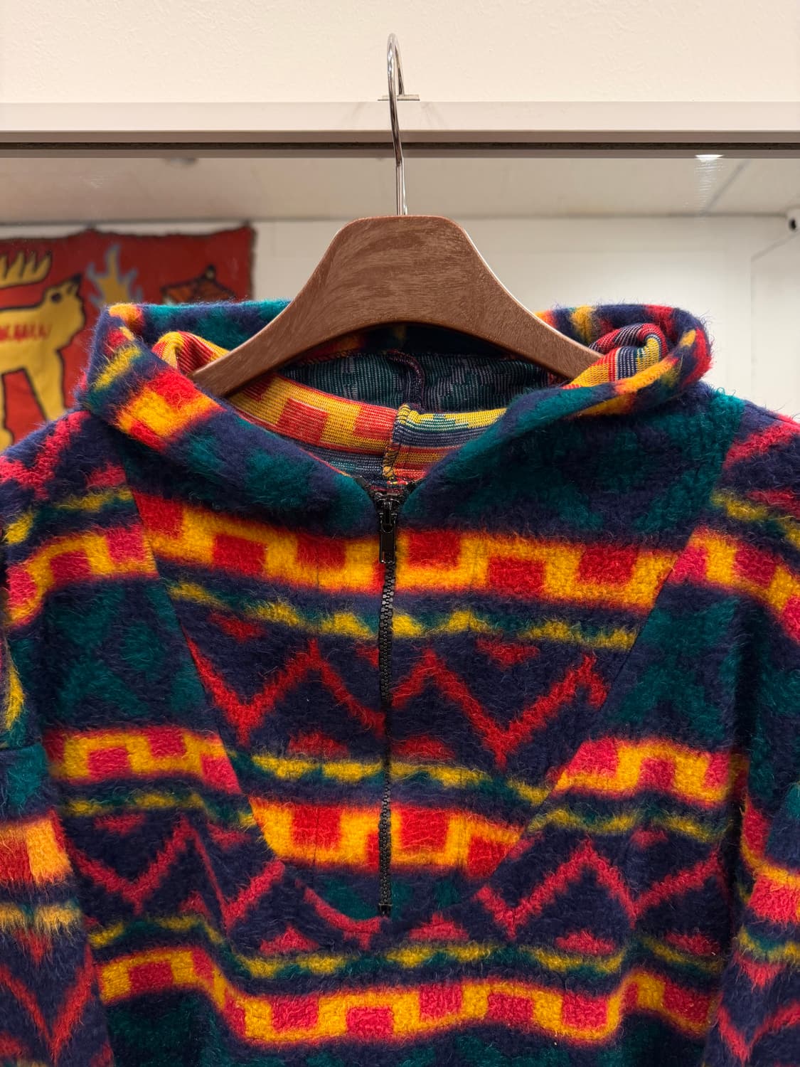 00s Vtg 빈티지 에스닉 하프넥 쿼터 집업 플리스 후드 상품이미지2