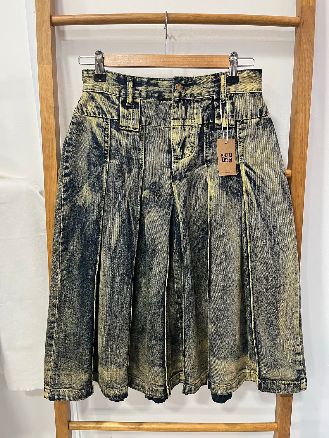 빈티지 워싱 플리츠 데님스커트 상품이미지1