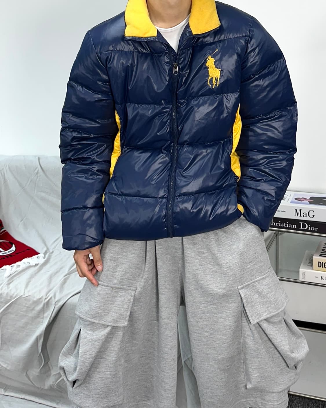 폴로 랄프로렌 빅포니 배색 패딩 XL 상품이미지3