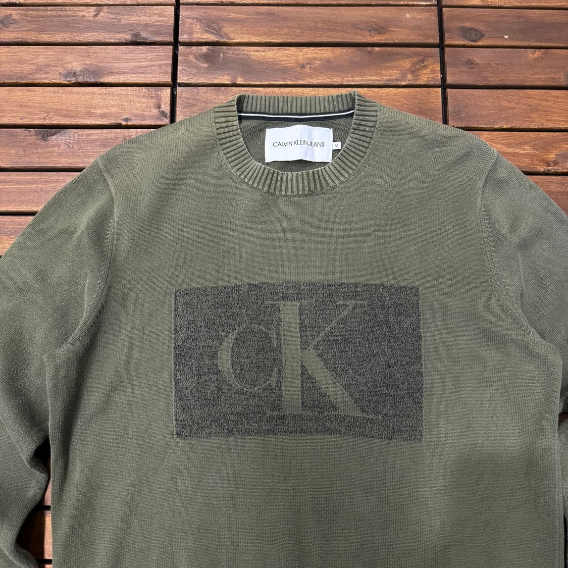 캘빈클라인 CK 로고 올리브 그린 니트 (M)    상품이미지2