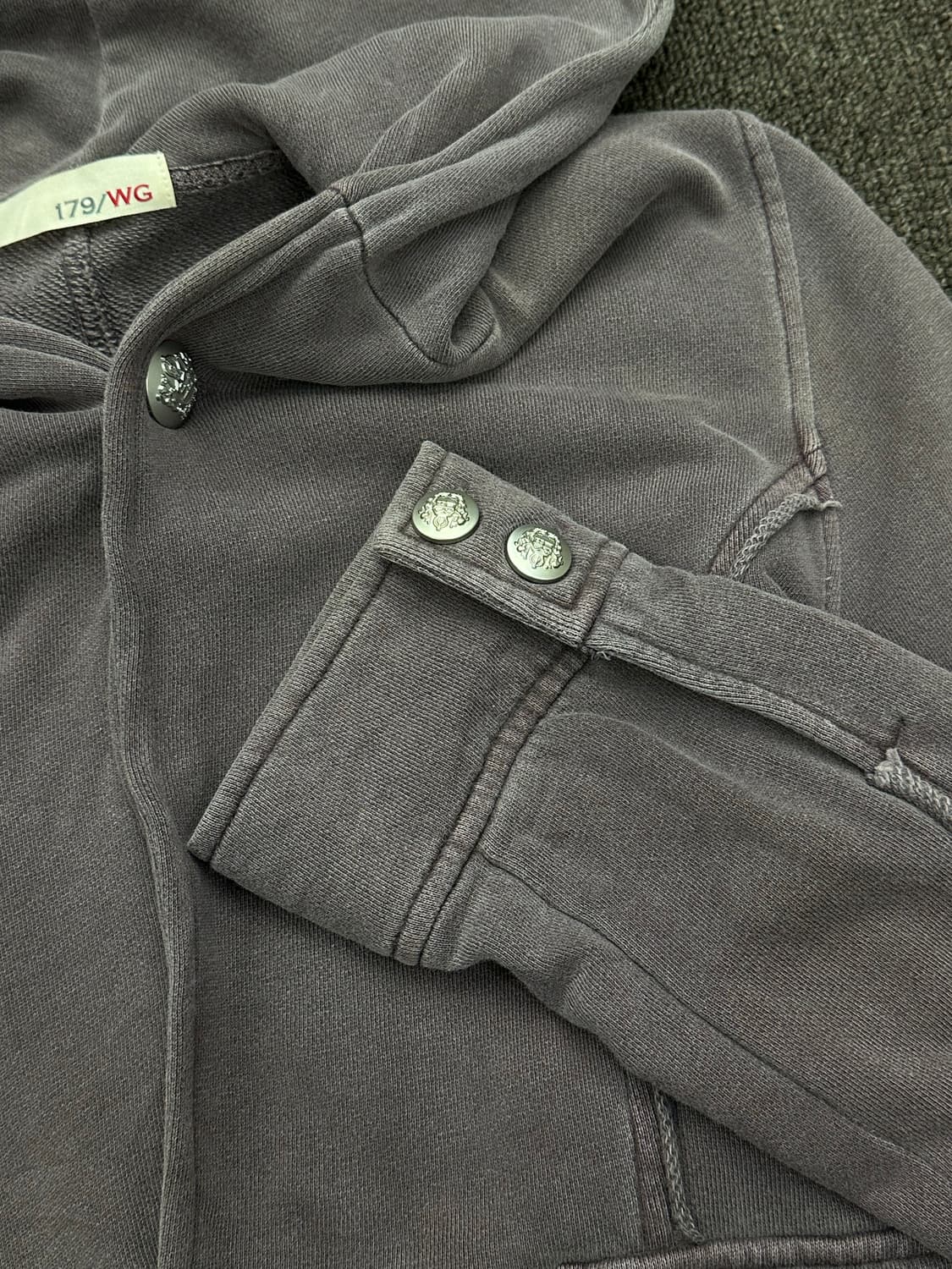 OS)Japanese vintage 여성 퍼플 워싱 버튼 후드 자켓 상품이미지3