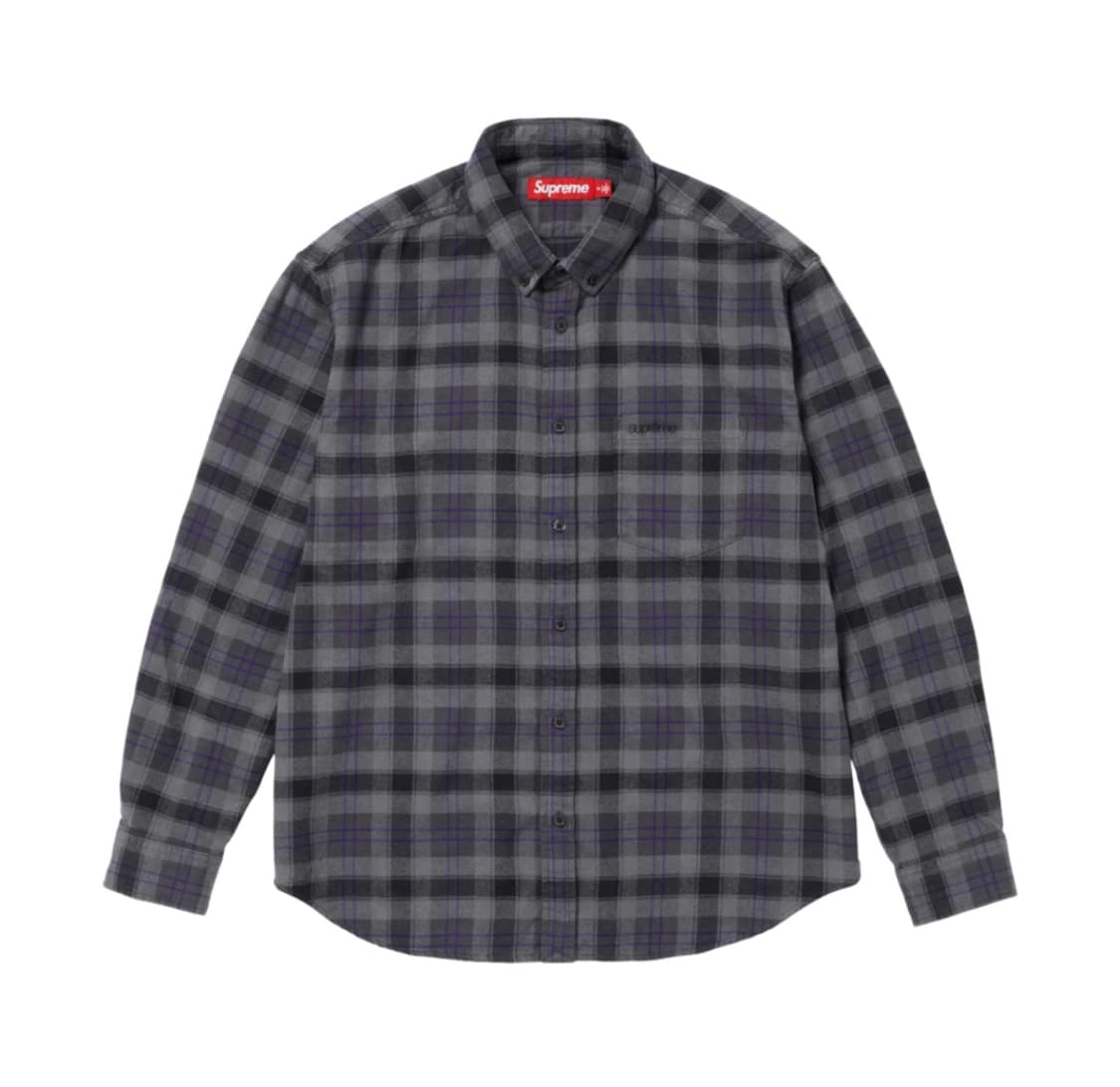 [L] 슈프림 플레이드 플란넬 셔츠 블랙 - 24SS 상품이미지9