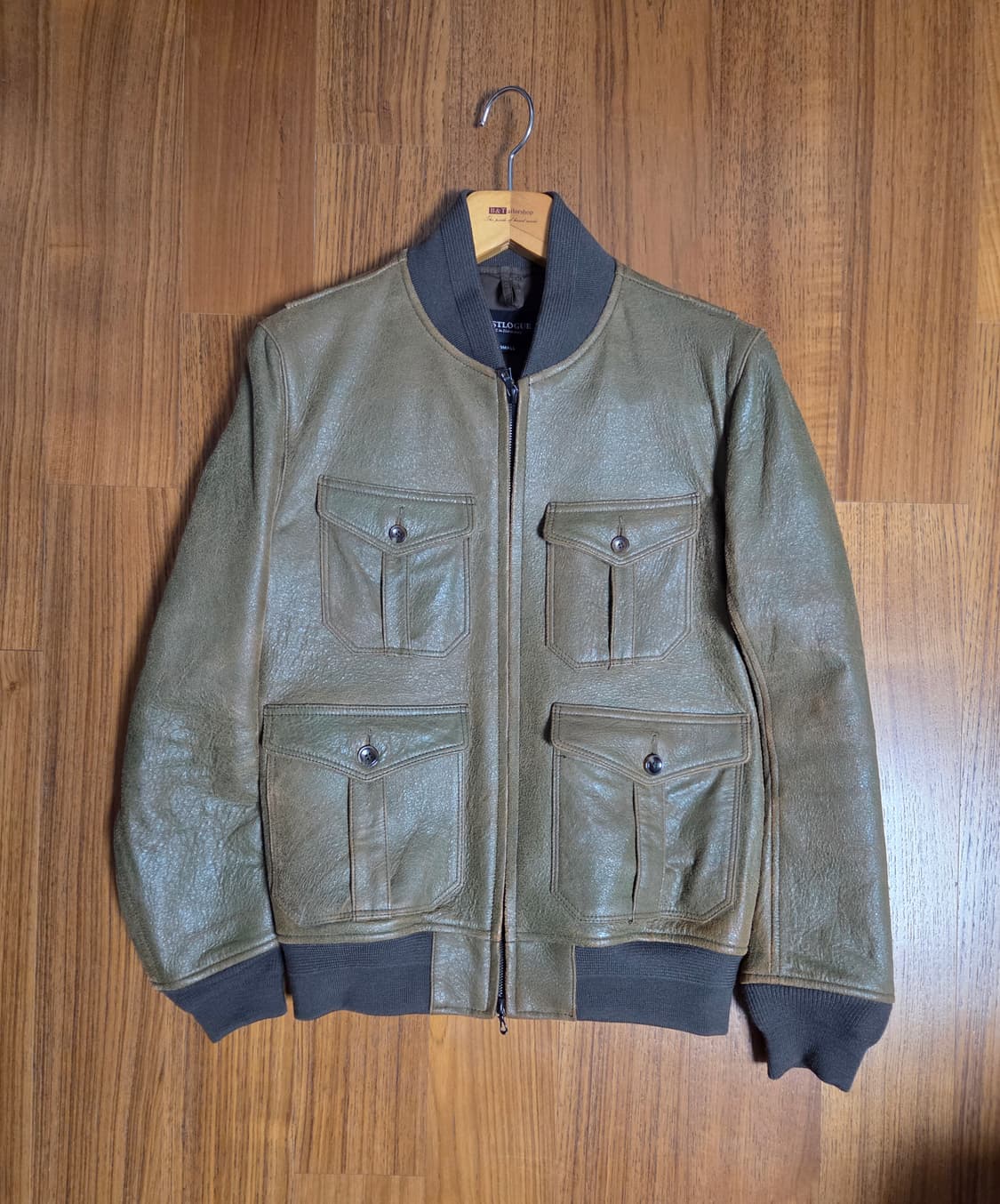 이스트로그 올리브 크랙 양가죽 점퍼 상품이미지1