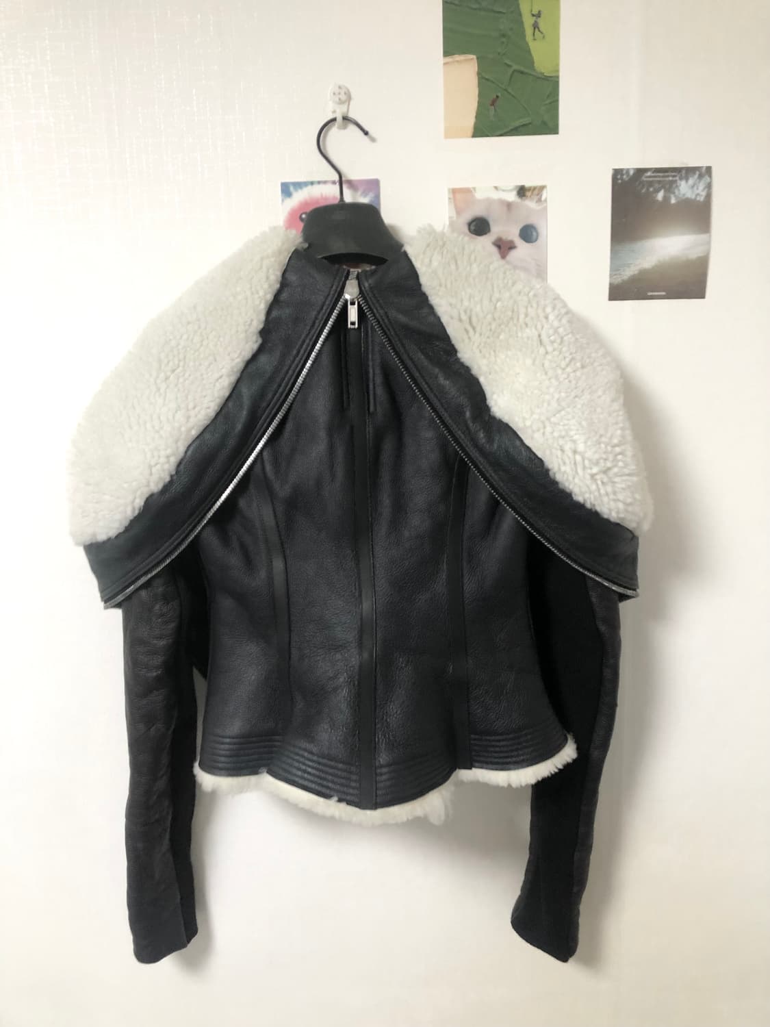 릭오웬스 16FW MASTODON 후디드 시어링 바이커 무스탕 자켓 42 상품이미지7