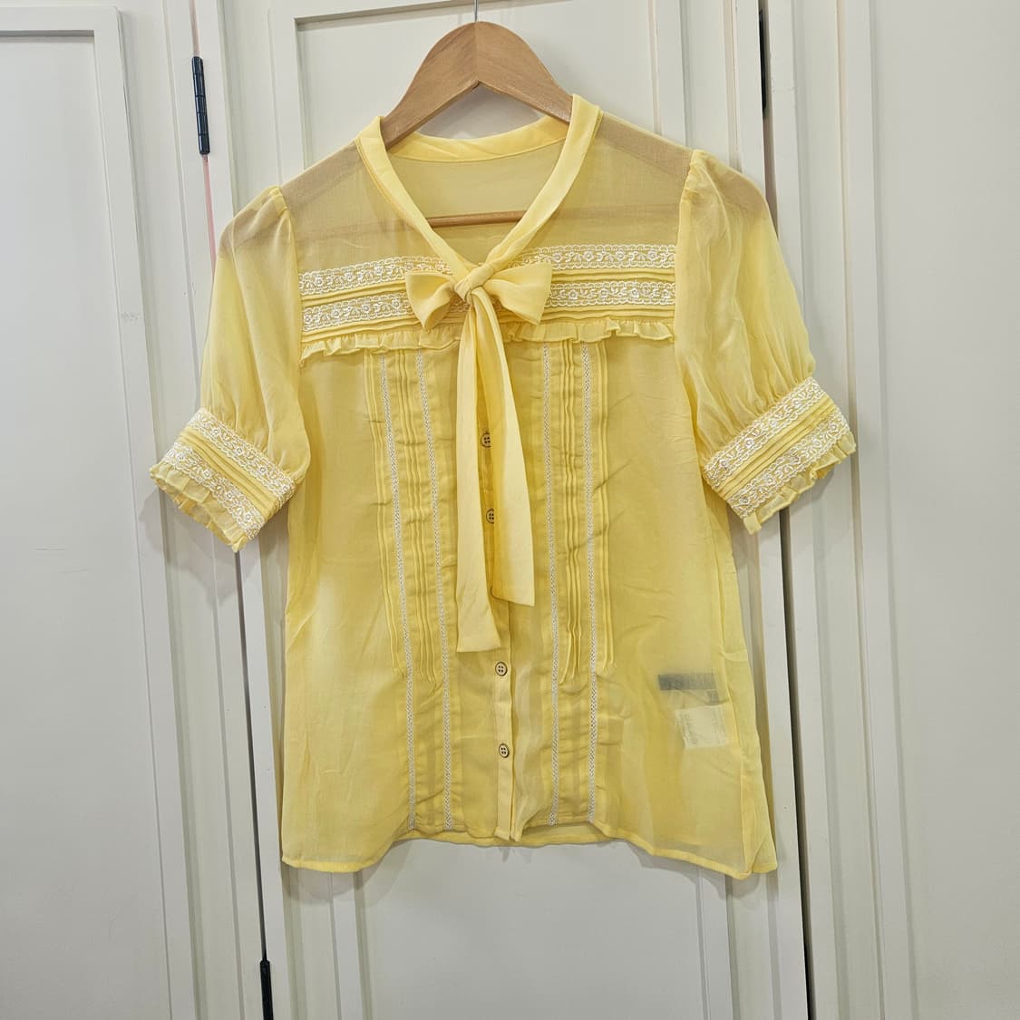 리본 레이스 쉬폰 블라우스 상품이미지1