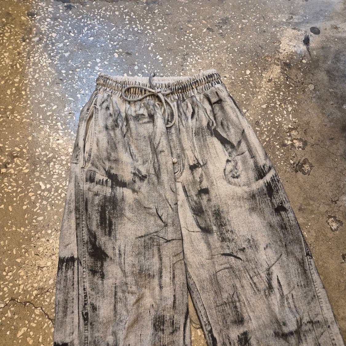 30~32인치 페인팅나염 면 와이드핏 밴딩팬츠  상품이미지7